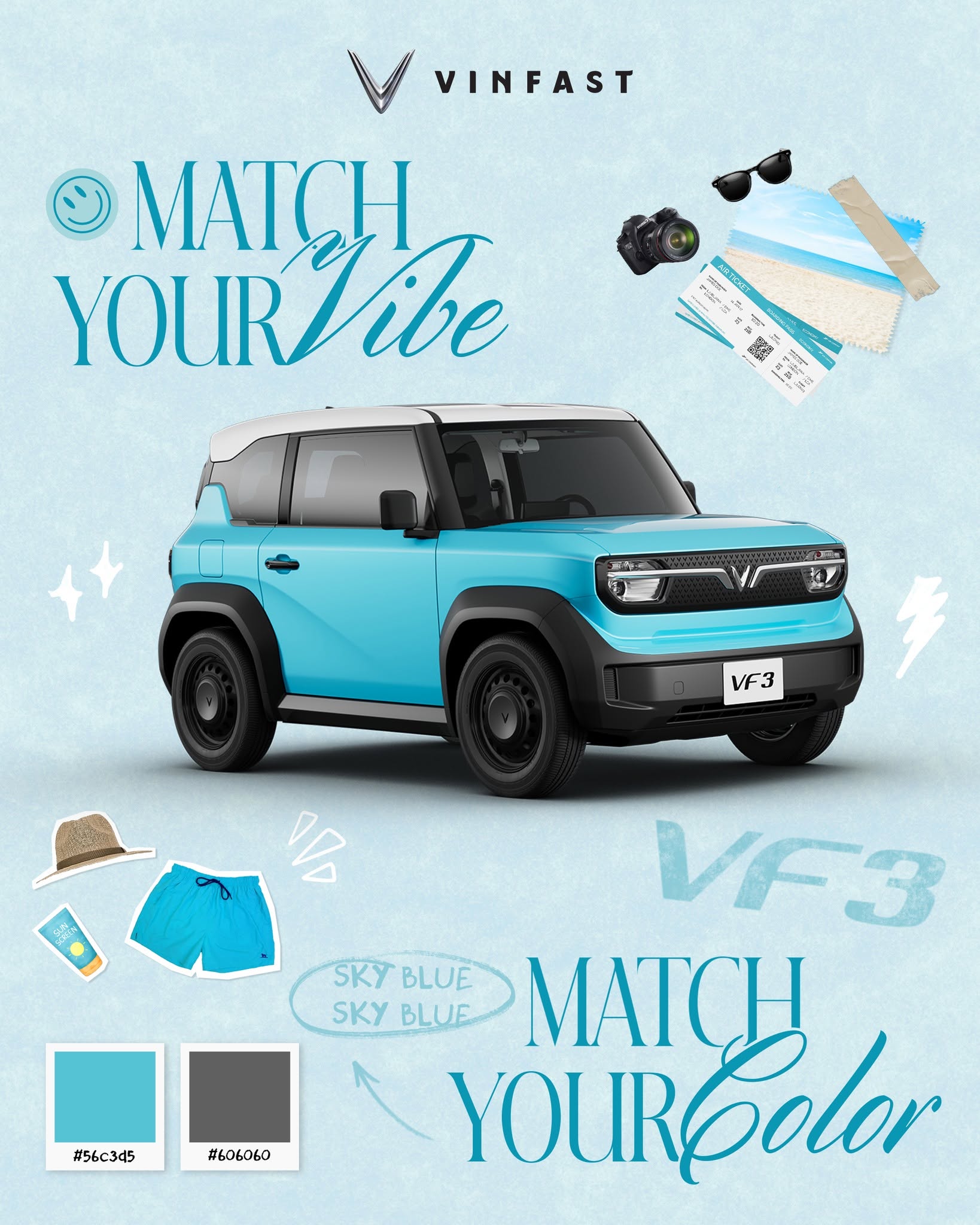 VinFast VF3 Sky Blue